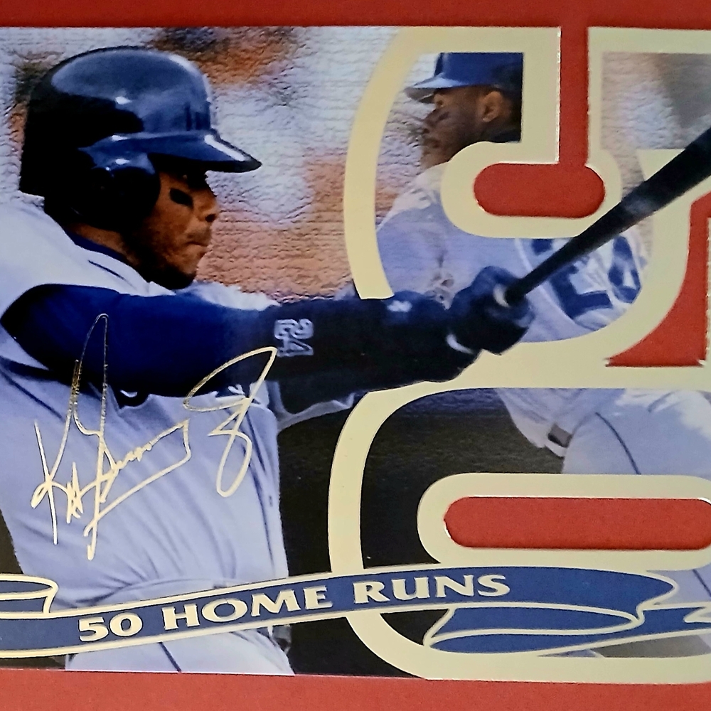 MLB Ken GriffeyJr. 50 Home Runs LARGE DIECUT CARD WITH GOLD SIGNATURE COA Includ